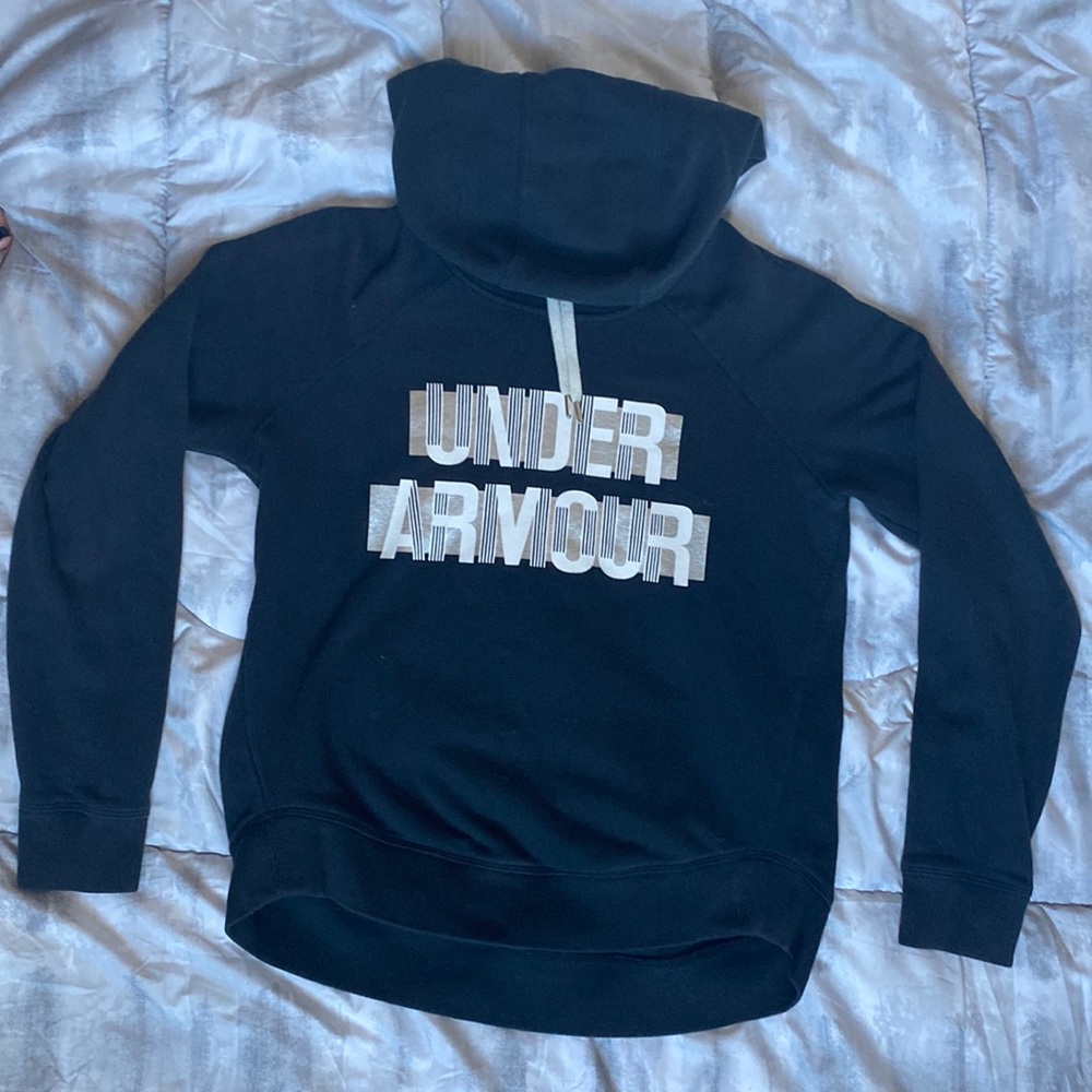 black white and silver under armor hoodie women’s size x-small